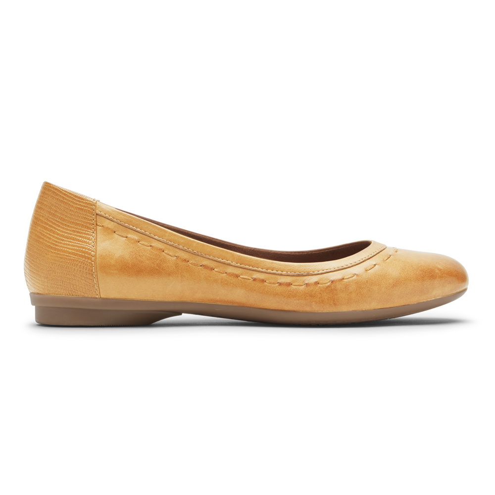 Sapatos Frouxos Rockport Mulher Amarelas - Cobb Hill Maiika Ballet - 62471ZAJQ